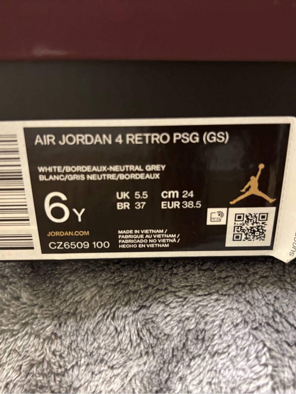 Jordan Air Jordan 4 Retro PSG - White / Bordeaux / Neutral Grey
